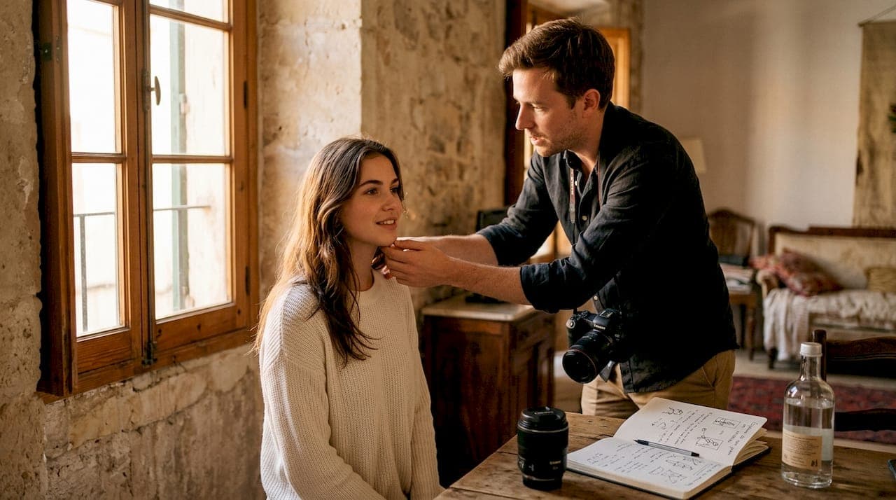 Photographer directing an authentic portrait session in Palma