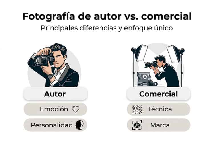 Infographic showing the differences between artistic photography and commercial photography